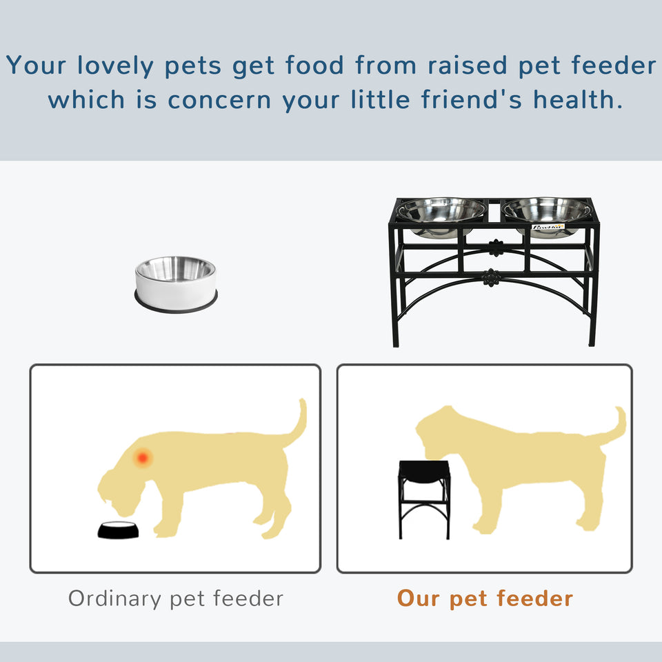 Elevated Dog Feeder with Stainless Steel Bowls