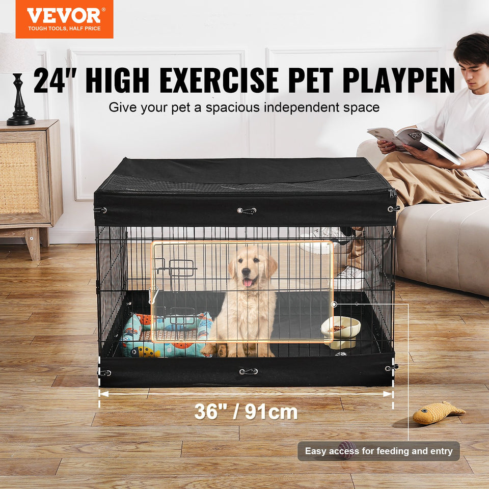 Foldable 4-Panel Dog Playpen with Cover
