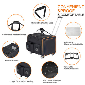 2-in-1 Rolling Double Cat Carrier with Wheels