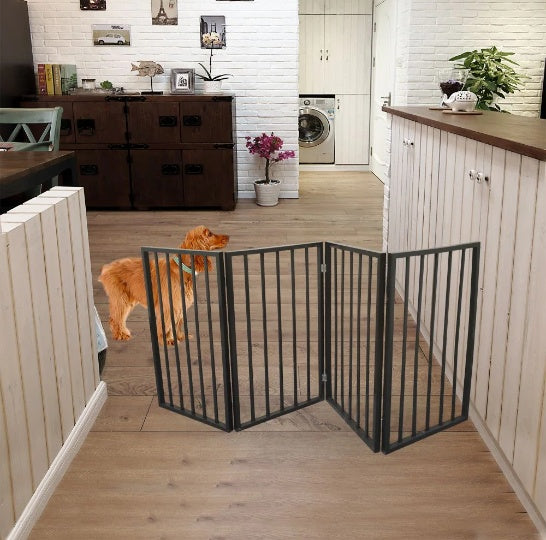 Foldable Wooden Pet Gate – No Installation Required