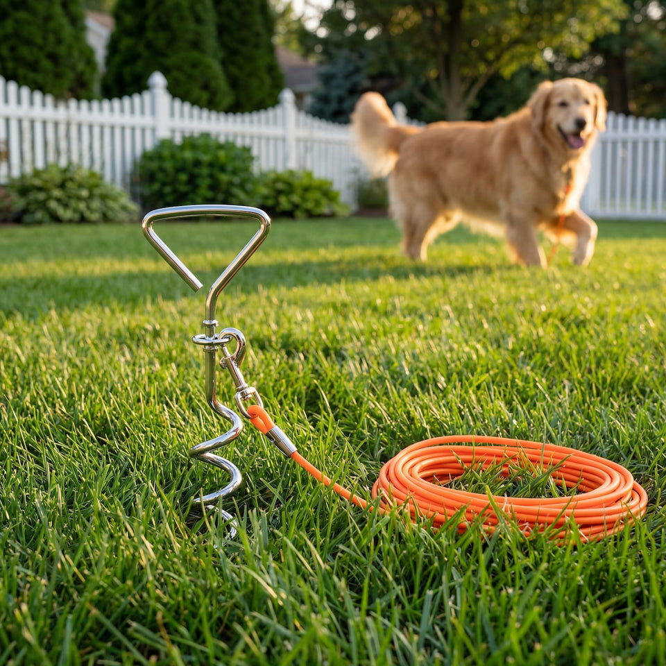30FT Ground Stake Dog Tie-Out Leash