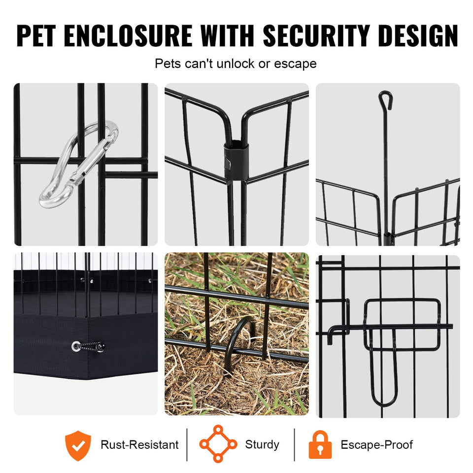 Foldable 4-Panel Dog Playpen with Cover