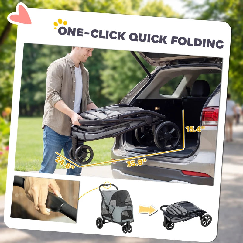 Folding Pet Stroller for Medium Dogs
