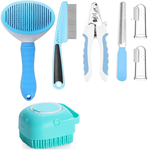 7-Piece Pet Grooming Kit – Brush, Nail Clipper, Flea Comb & More
