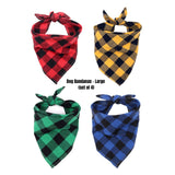 Large Plaid Dog Bandana Set (4 Pack)