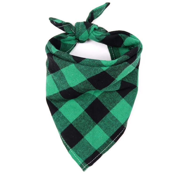Large Plaid Dog Bandana Set (4 Pack)