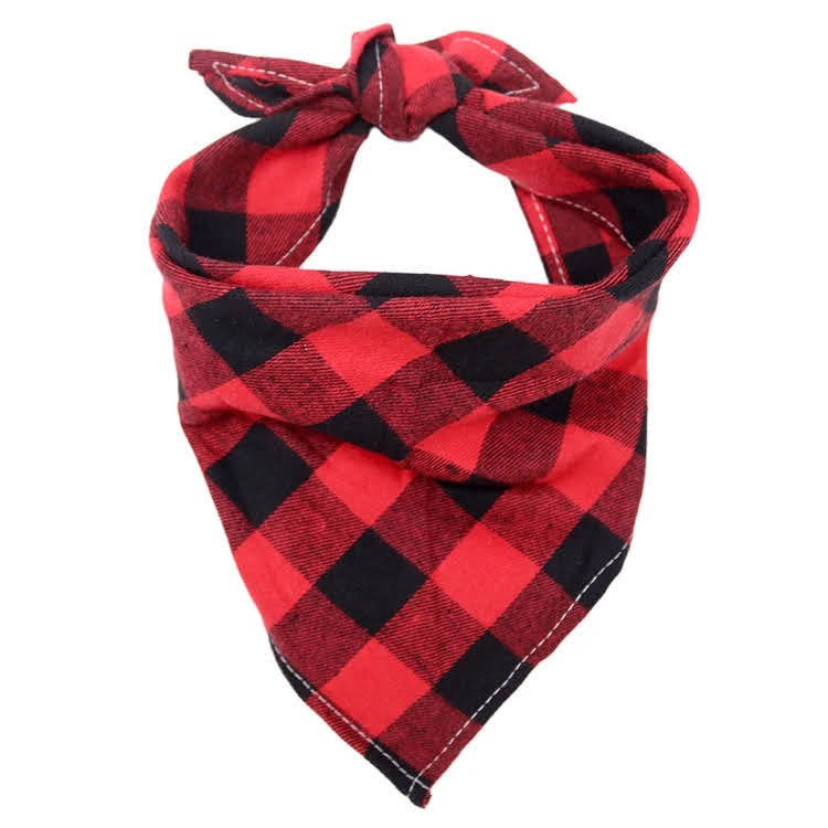 Large Plaid Dog Bandana Set (4 Pack)