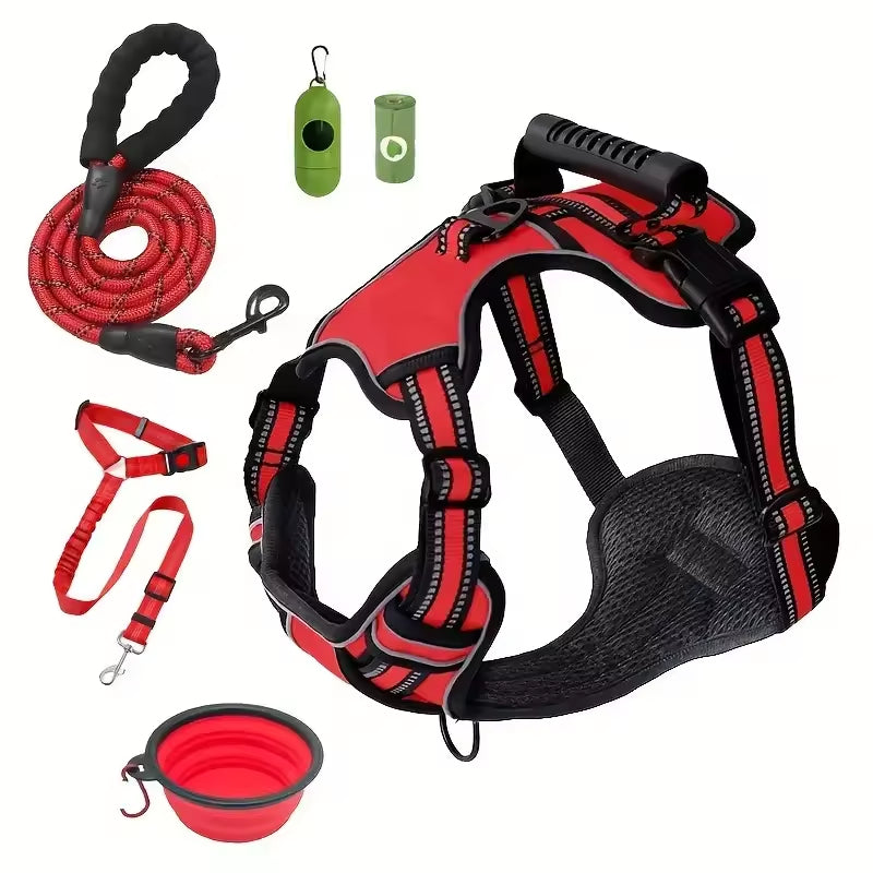 Multi-Functional Dog Harness Set with Leash & Bowl