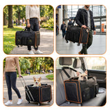 2-in-1 Rolling Double Cat Carrier with Wheels